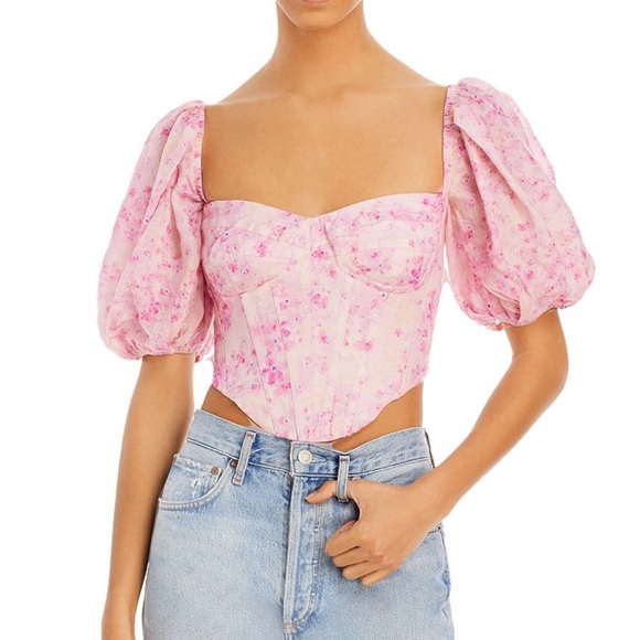 NWOT Bardot Kiah Corset Top in Pink Floral size L from Revolve - Picture 2 of 5
